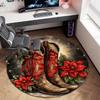 Cute Christmas Day Gift Bell Santa Claus Snowman Christmas Tree round rug Home Soft Decorative Anti slip Chair Mat Carpet Outdoor Floor Mat Carpet 32