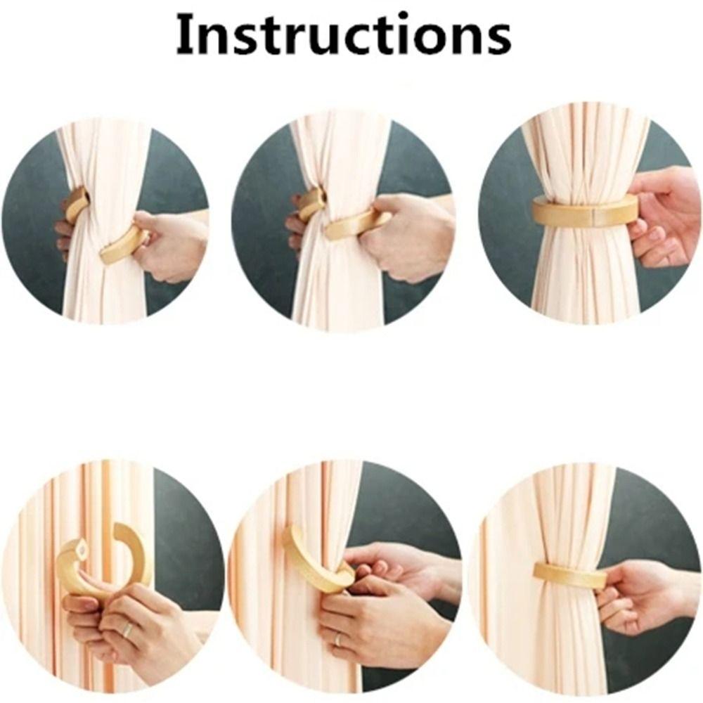 Wood Window Screen Ring Magnetic Clip Curtain Tieback Creative Curtain Tie  Hanging Clothes