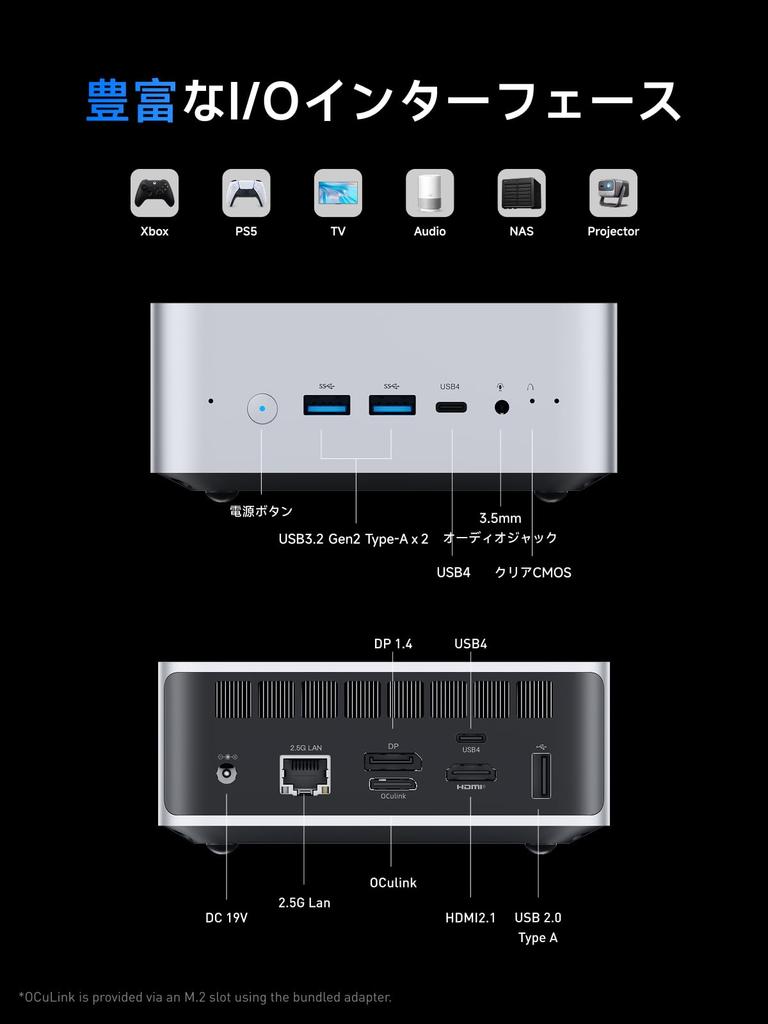 MINISFORUM AI M1 Mini Intel Core Ultra 9 Intel Arc 140T OCulink Port for External GPU DDR5 64GB To 2TB HDMI DP USB 4 X 2 7 LAN Pro-285H PC, 285H, GPU,
