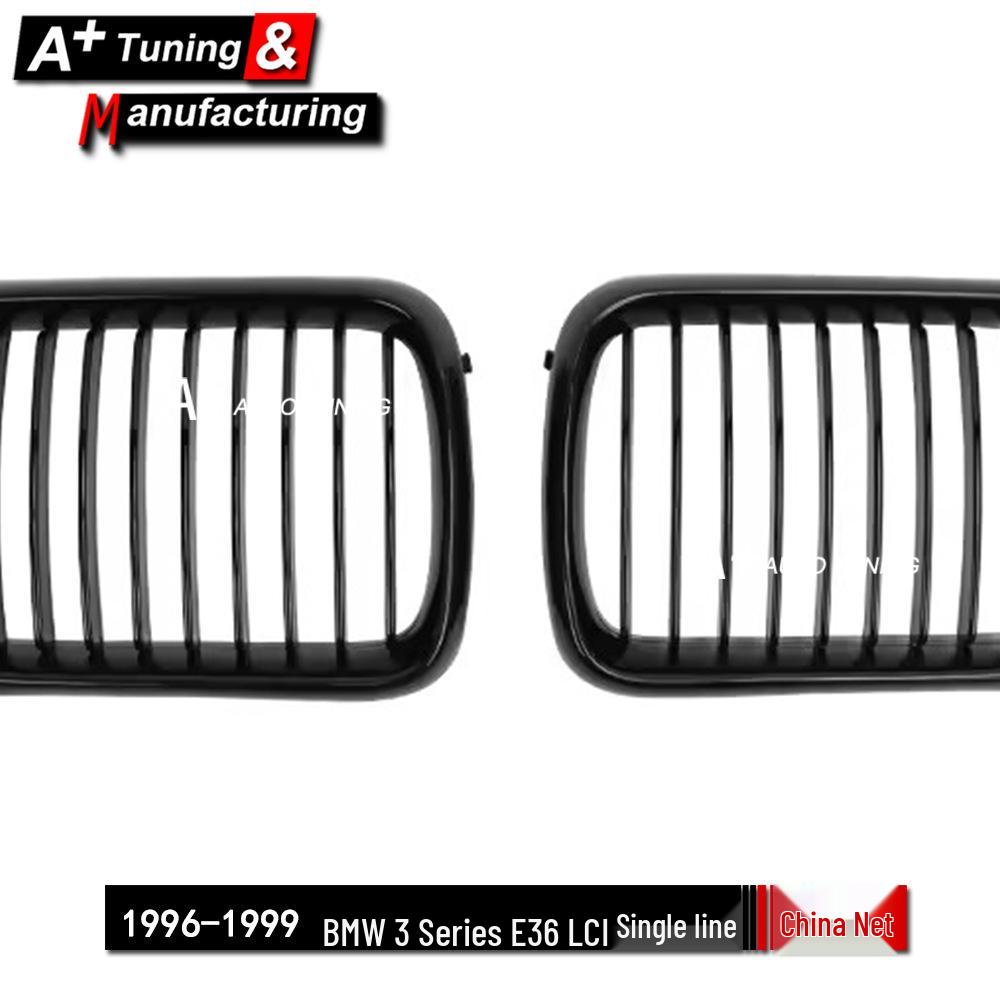 Gloss Black Single-Line Kidney Grille for BMW E36 3 Series (1996-1999) LCI