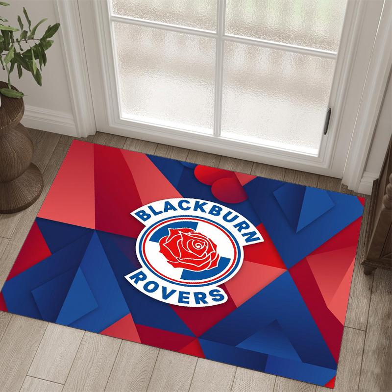 Blackburn Rovers Football Design Crystal Velvet Carpet Cozy Non?Slip Printed Rug For Bedroom Living Room Entrance