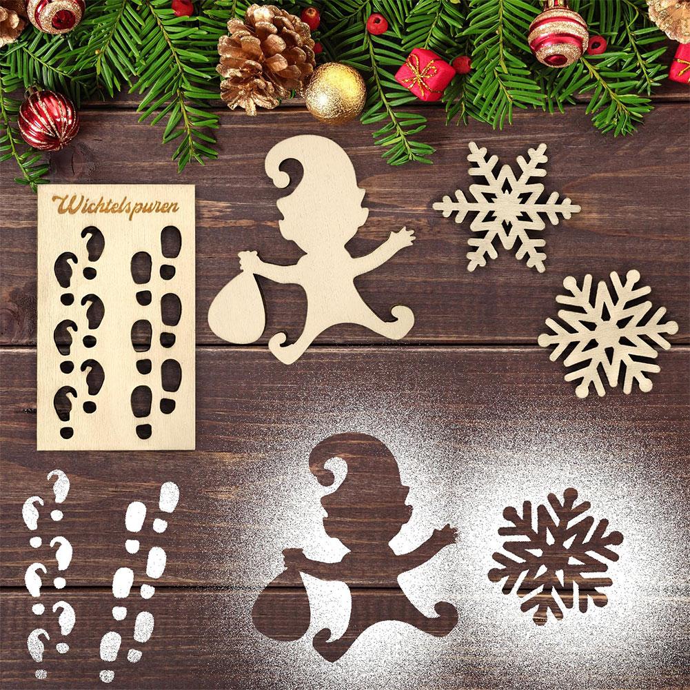 Wooden Gnome Stencil Footprints Template Gnome Elf Footprint Template Christmas Dwarf Elf Pendant Christmas Window Floor Decor