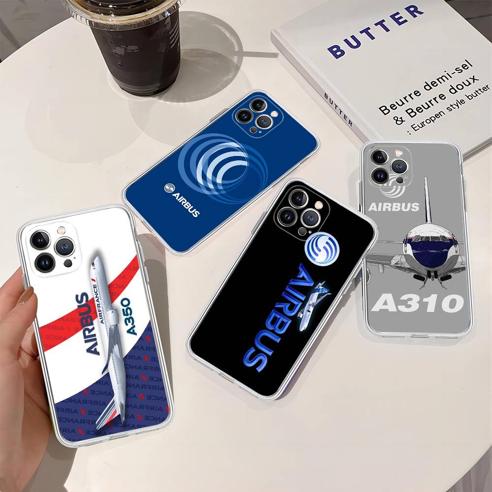 Custodia per Telefono con Logo A-Airbus per iPhone 11 13 16 12 17 14 15 Pro Max Plus Cover Posteriore Morbida Trasparente Coque