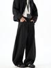 Unisex Retro Black Scimitar Wide-Leg Casual Pants for Spring & Autumn