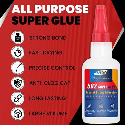 Universal 502 Glue Per Shoes: 2 for the Price of 1. Instant Glue. Superglue. Super-resistant Glue. For Leather and Plastic.