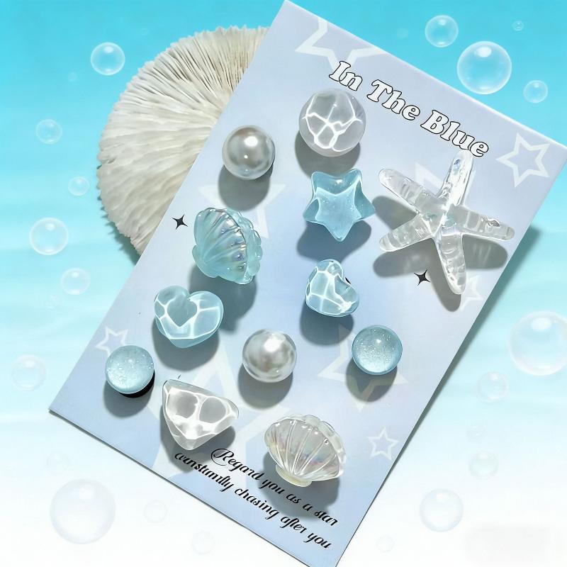 12 Pcs Cute Sea Shell Shoe Charms For Clogs Diy Slide Sandals Shoe Decor Pins Boys Girls Gifts