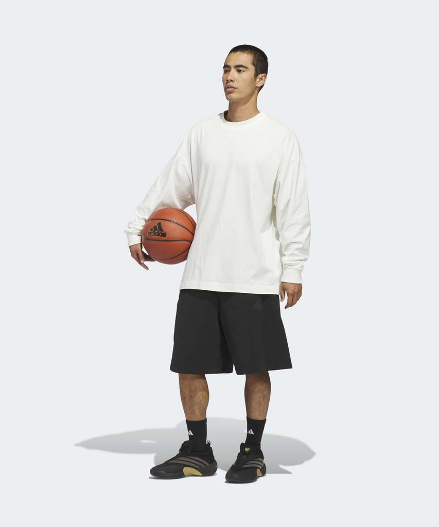 Adidas Basketball Long Sleeve Tee - White:Black / Kb7555