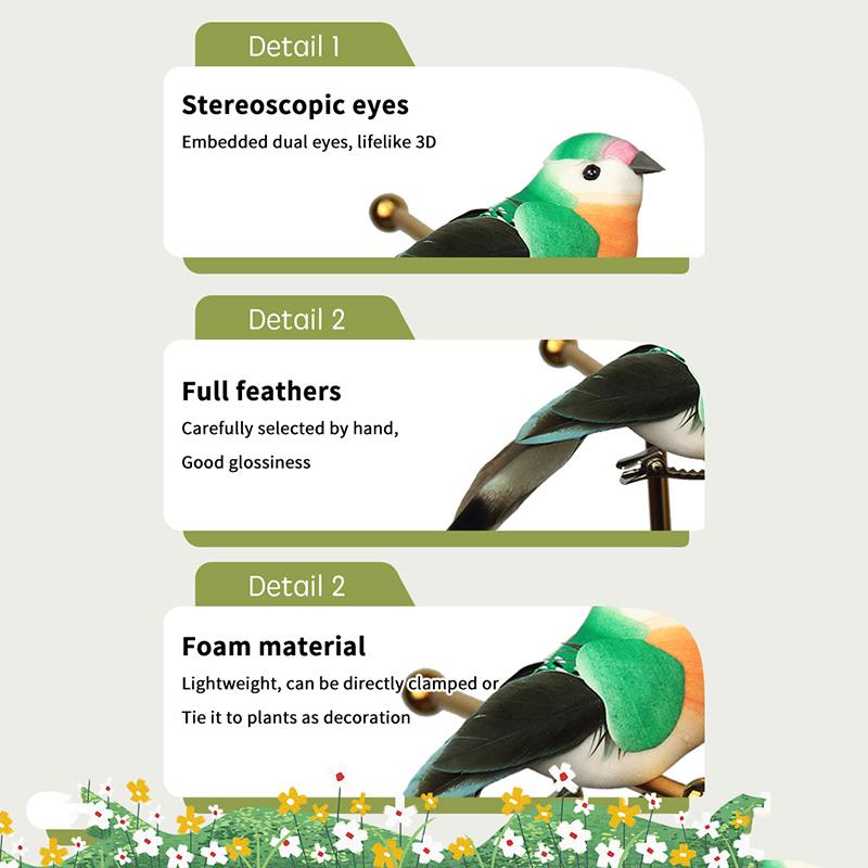 6 Stück Realistische Simulierte Vogeldekoration Mit Natürlichen Federn Und Lebendigen Farben Perfekt Für Garten Hof Haus Party Dekoration Schmuckstück
