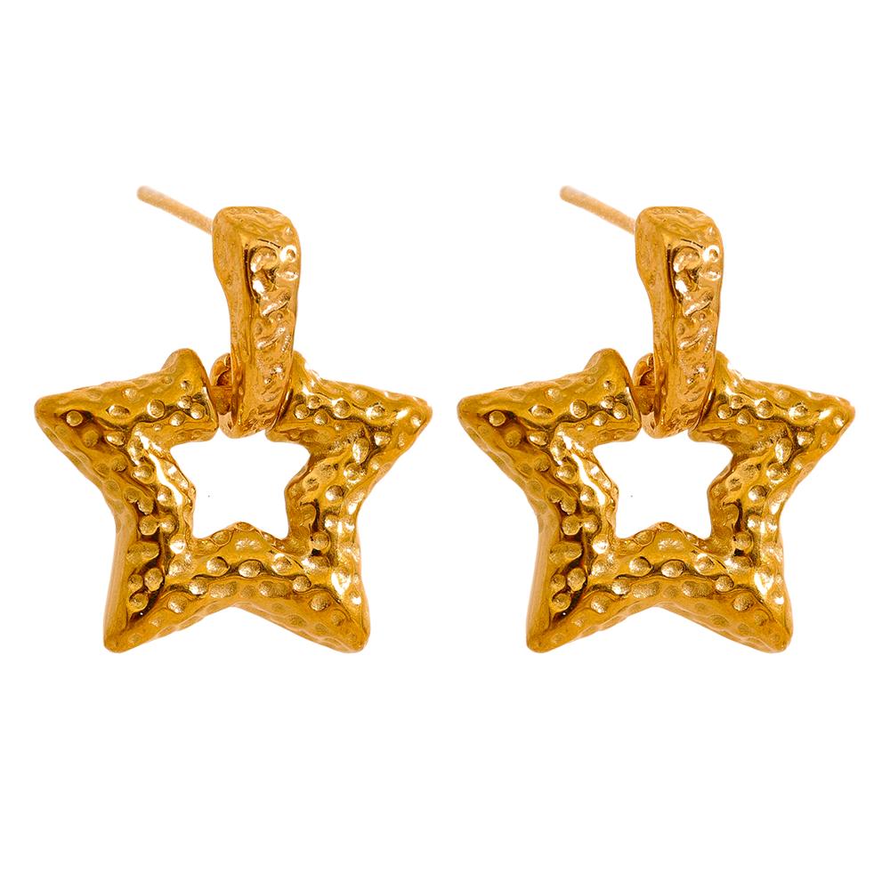 

Yhpup Stainless Steel Star Hollow Drop Earrings Gold Silver Color Metal 18K PVD Plated Waterproof Vintage Stylish Daily Jewelry
