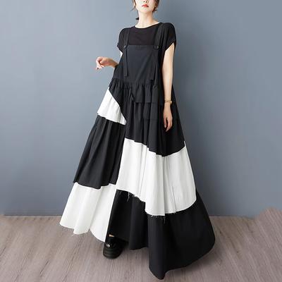 Asymmetric Patchwork Contrast Color Dress  GYX1588
