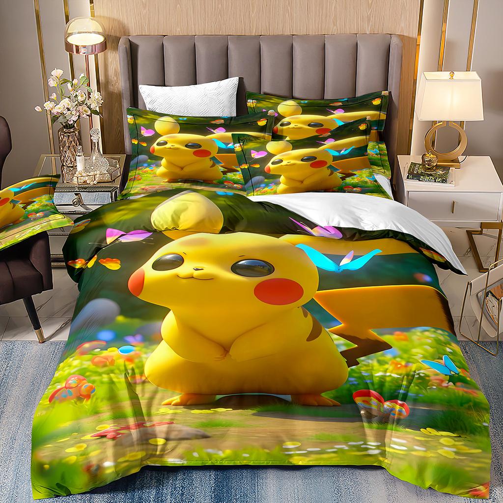 Pokemon Pikachu Bedding CollectionCartoon Anime Quilt Cover For Kids Boys Girls GiftBedding Cover And Pillowcase 7550Cm
