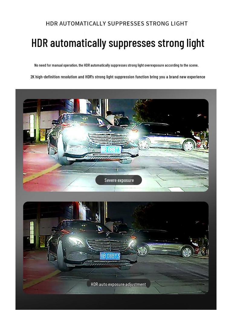 Dual-Lens 4K 60FPS Waterproof Motorcycle Dash Cam with HDR