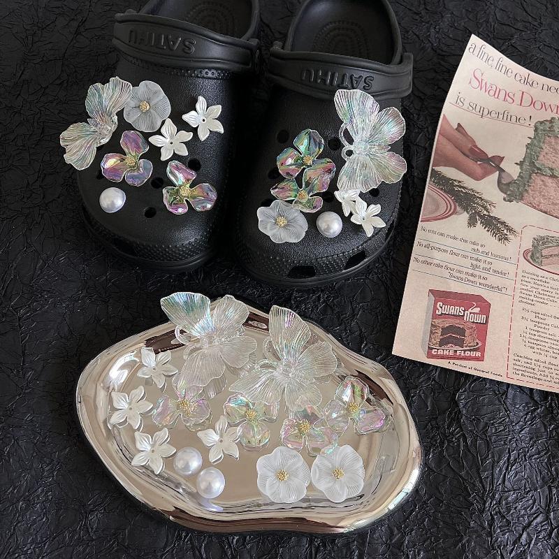 14 шт. Y2K Милые Градиентные Цвета Бабочка Цветок Шармы для Обуви Фея Акриловые Пряжки для Обуви Девичье Украшение для Обуви