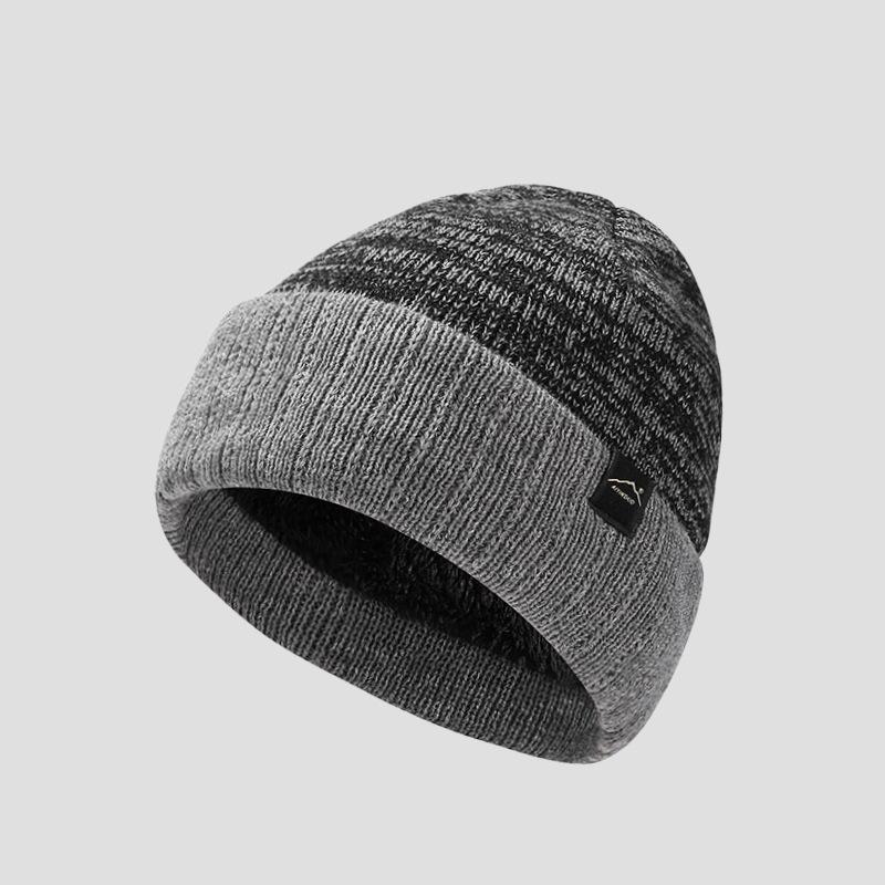 

Вязаная шапка мужская толстая бархатная с защитой ушей теплая шерстяная шапка большой окружности головы шапка зимняя шапка светло-серый