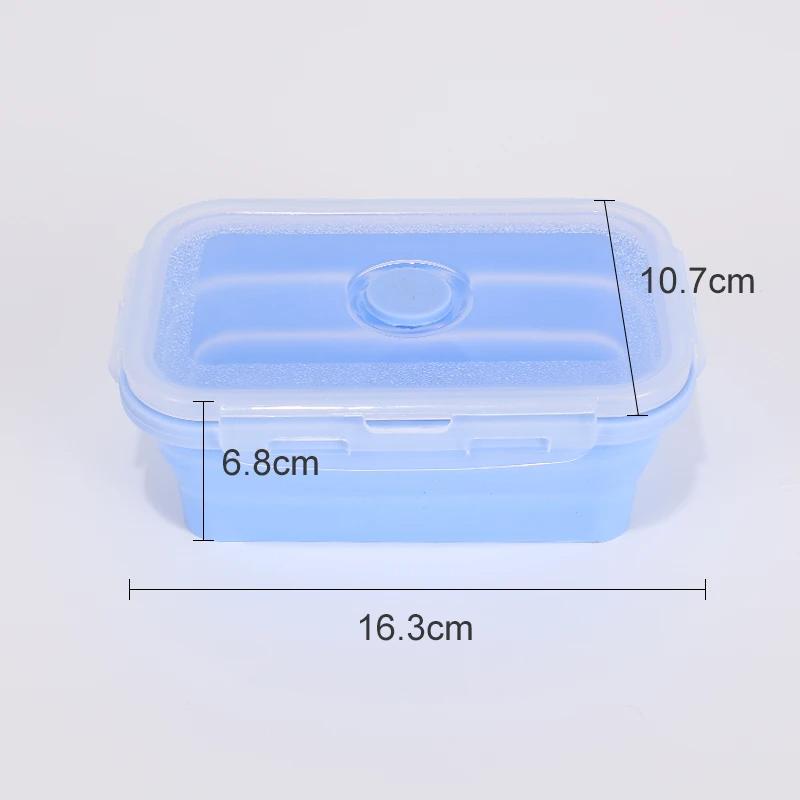 Collapsible Food Storage Containers Foldable Silicone Lunch Containers with Lids Rectangle Collapsible Bowls Round Food Bowls 2