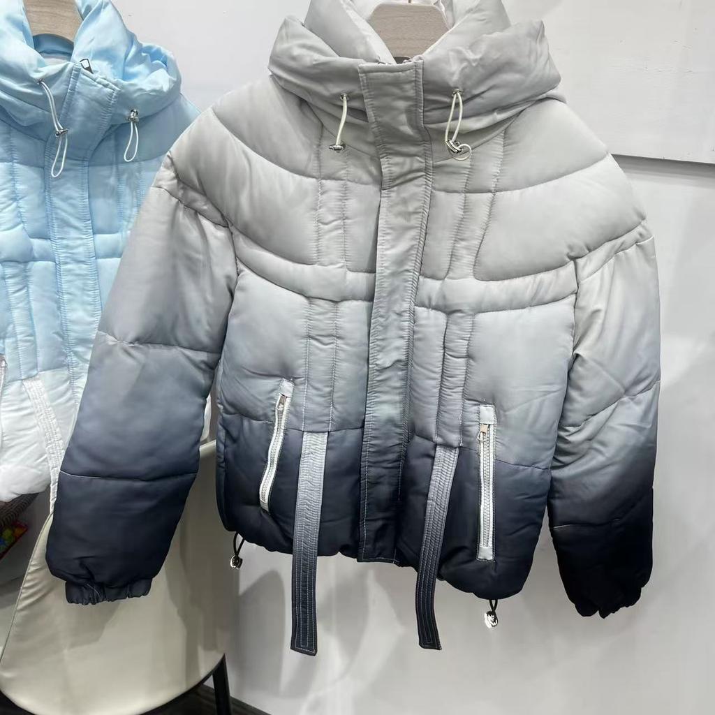 Gradient Hooded Winter Thickened Jacket
