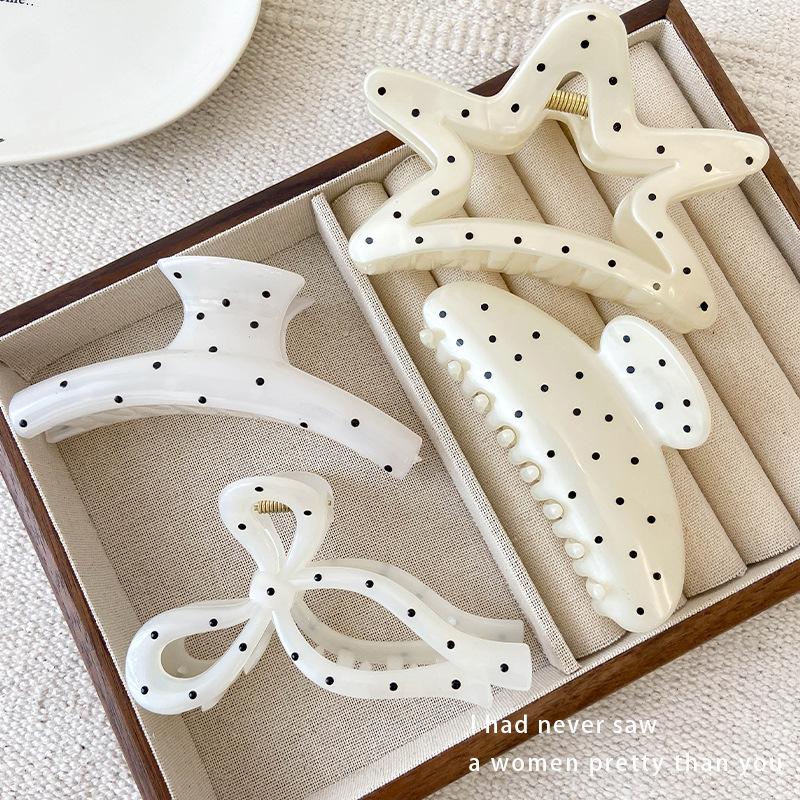 Preț 10 USD 3D franceză Dot negru alb păr gheare femei dulce acrilic geometric arc stea rechin clip păr clip accesorii elegante pentru păr agrafe