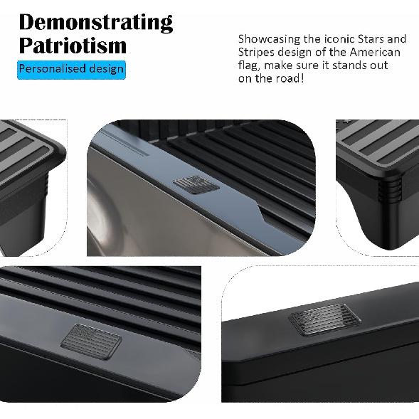 Ram 1500 American Flag Stake Pocket Covers, Rear Truck Bed Rail Stake Pocket Cover Compatible with      2024 2025 Dodge Ram 1500 2500 Accessories(Set