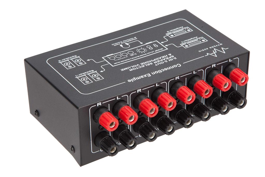 Speaker Amplifier with Earphone Volume Function Plug Terminal Type [Headphone (6.3 & 3.5) Compatible] 2-in 2-out Selector/Switcher Banana [WV-01SP]