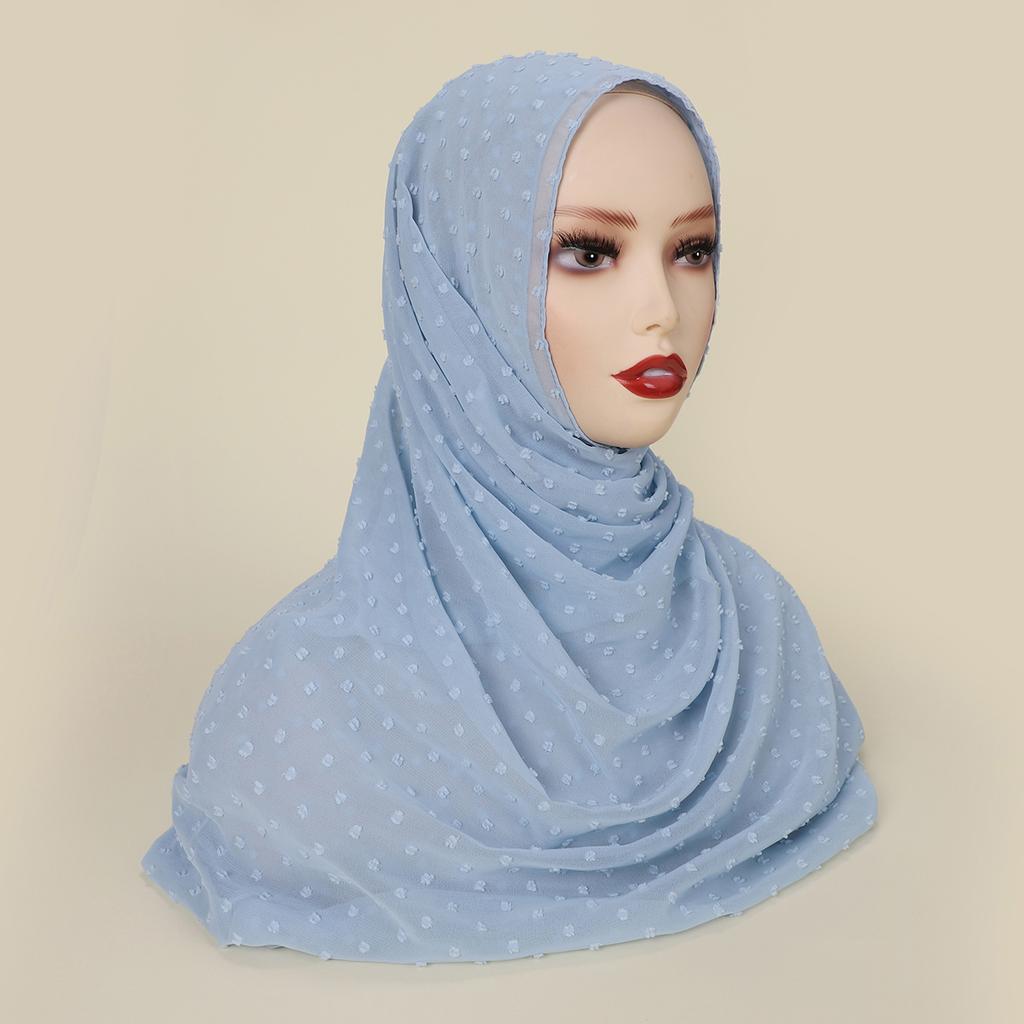 New Arrival Premium Chiffon Mini Pleated Pom Pom Shawl Non-Iron Wrapped Chiffon Pleated Hijab