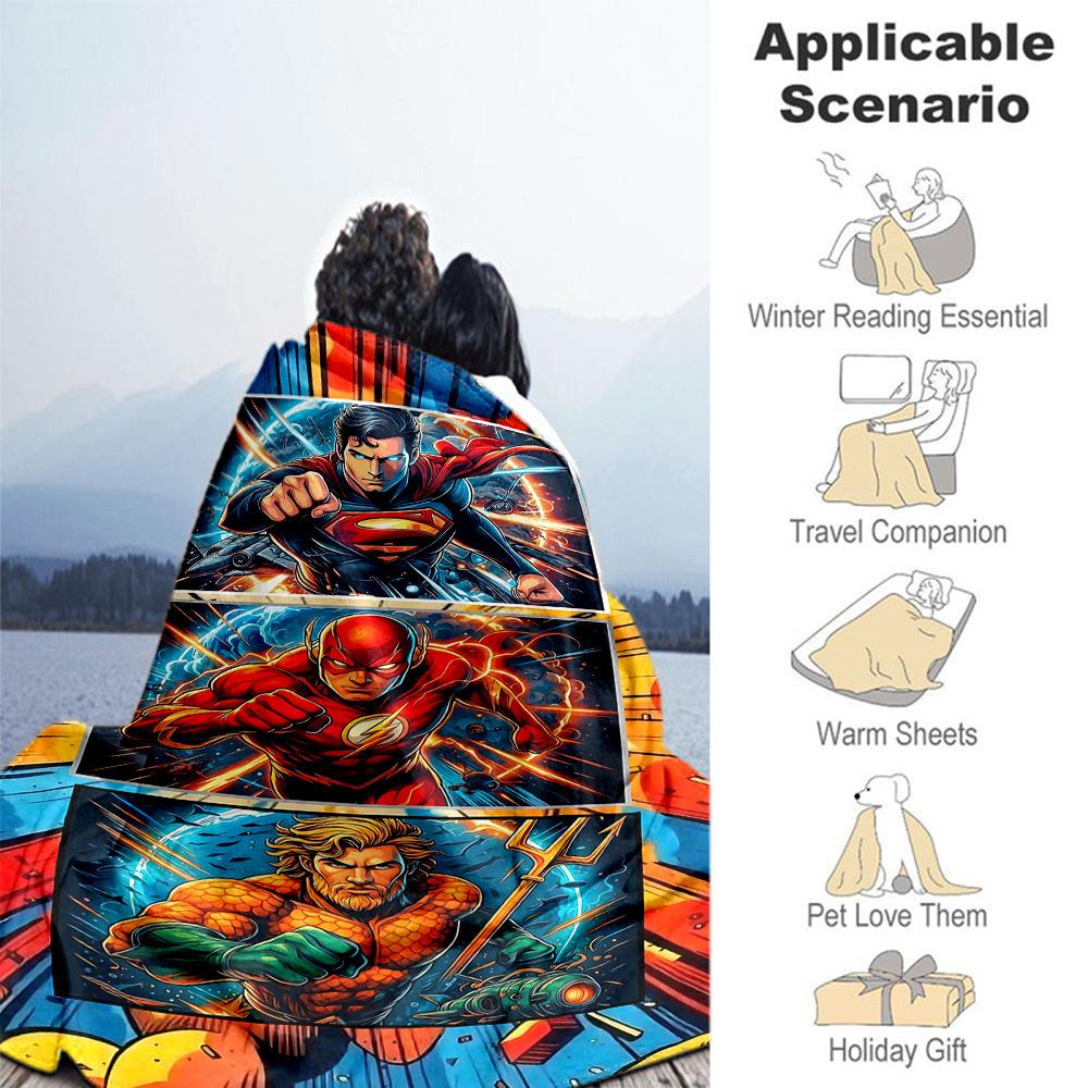 1PC Superheroes Comics Outdoor Blanket Lightweight Flannel, Soft & Warm, All-Season Use for Sofa, Outdoor, Camping, Living Room, Office88
