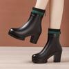 8cm 10cm Small Size 32-43 Stretch Sock Boots Genuine Leather Shoes 2025 Winter Block High Heels Platform Ankle Boots Office Mom