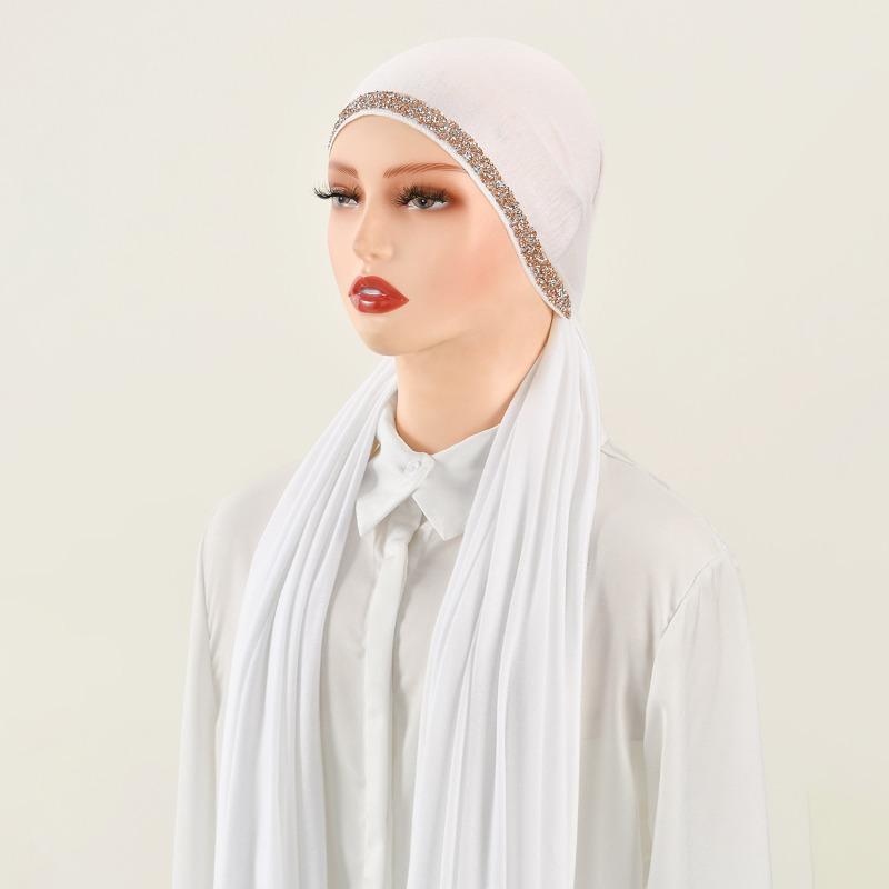 New Hot-selling Solid Color Hot Diamond Mercerized Cotton Headscarf Ethnic Style Women's Soft Fashion Popular Headscarf