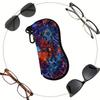 2D-Boho Floral Pattern Zipper Glasses Case, Stylish Sunglasses Case for Women, Protective Eyewear Holder Pouch, Portable Travel Accessories Organizer