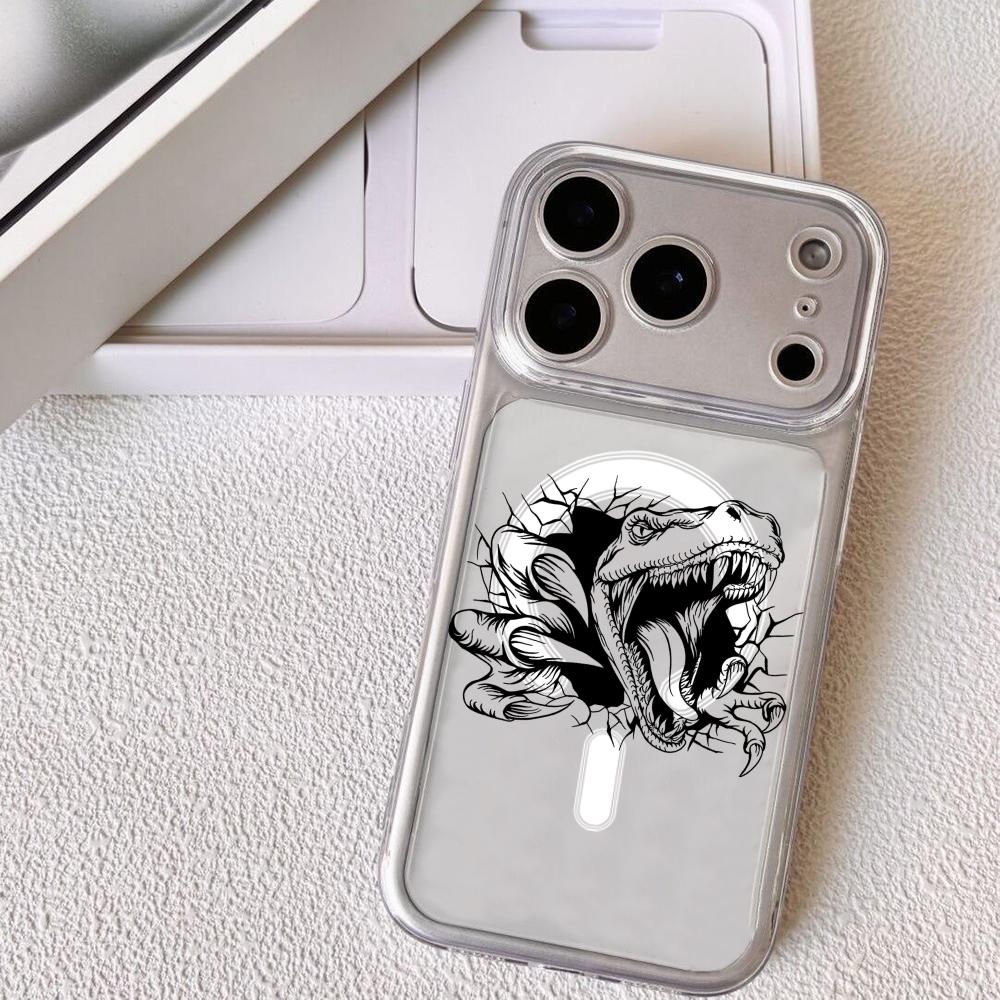 

Cool Jurassic Dinosaur Phone Case For iPhone 17 16 15 14 13 12 Pro Max Plus With Magnetic Crystal Clear Case Wireless Charge iPhone17 Pro Max