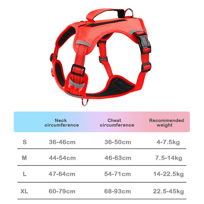 Dog No-Pull Reflective Breathable Harness for Medium & Large Dogs, Adjustable Comfort Pet Vest Harness for Walking Training