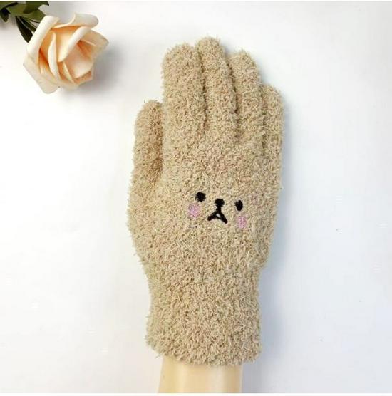 

Versatile Cute Bear Embroidered Fingerless Winter Gloves – Warm, Cartoon Design, Cold-Proof.
