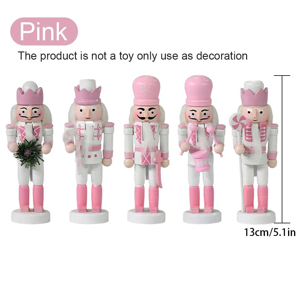 

5 шт./набор Кукла-щелкунчик в британском стиле, деревянная ручной работы, кулон-солдатик-щелкунчик, игрушка-украшение, рождественское украшение, подарок розовый
