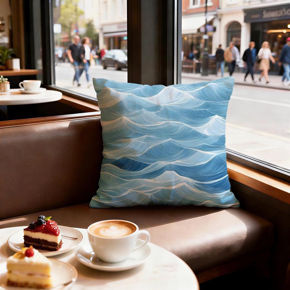 Light Blue Ocean Ripple Cushion Cover Decorative Cushions Covers Cover Sofa X Pillow Piece X X Pillowcase