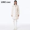 Jinyujie Women's Mid-Length Hooded 90% White Duck Down Jacket
