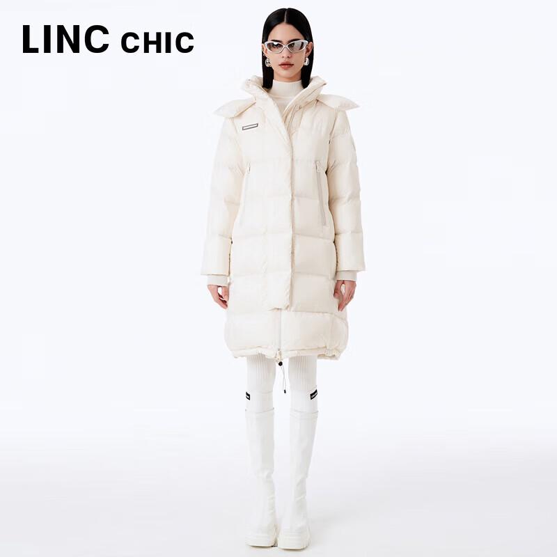 Jinyujie Women's Mid-Length Hooded 90% White Duck Down Jacket