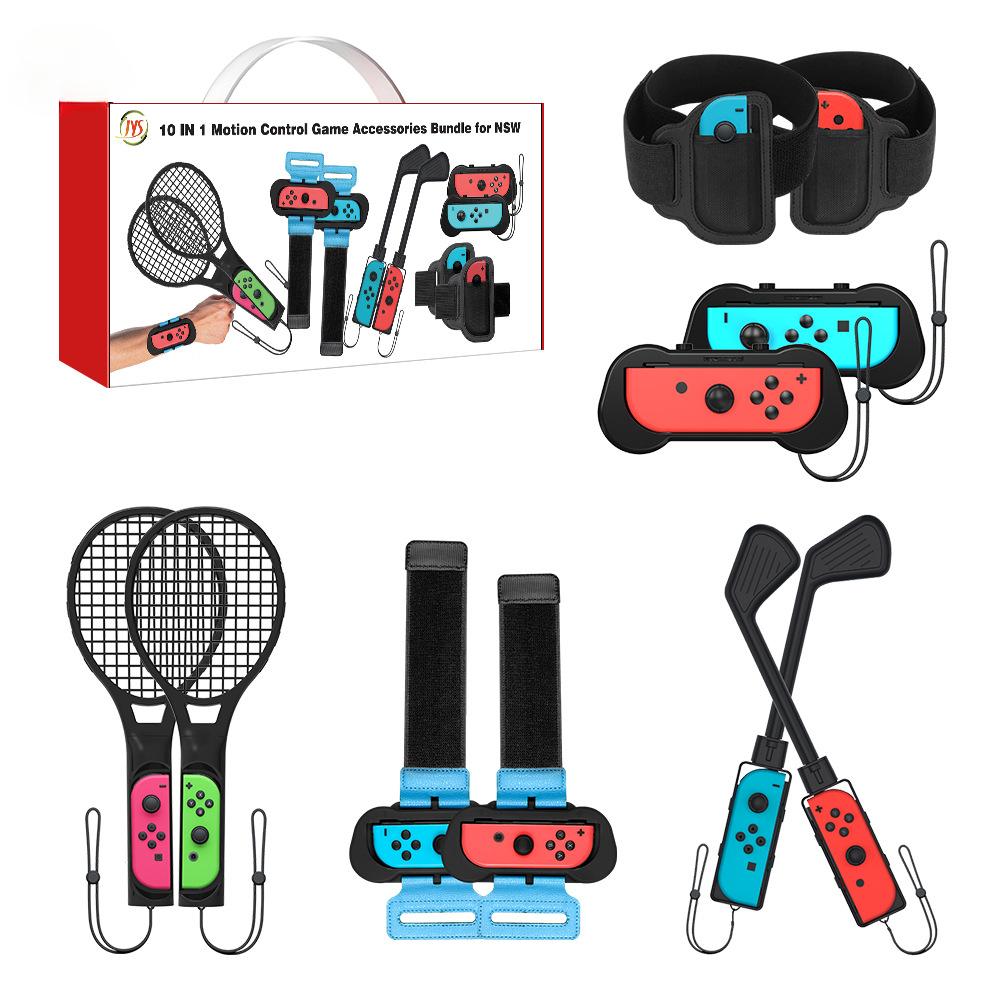 

Switch Sports Accessories Bundle10 в 1 Семейный комплект аксессуаров для спортивных игр 2022: Футбольные ремни для ног, клюшки для гольфа Mario, браслеты Just Dance Package:37.5*17.8*6.6cm чёрный