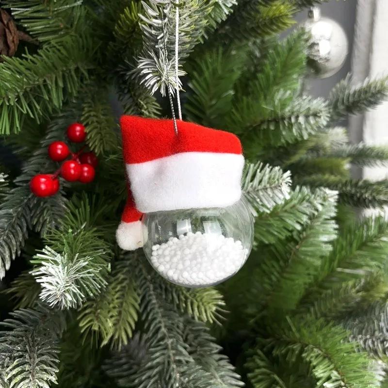 New Christmas Disco Ball Ornaments Elk Hat Xmas Tree Pendant Snowman Santa Claus Hanging Ball Merry Christma Decor New Year 2025