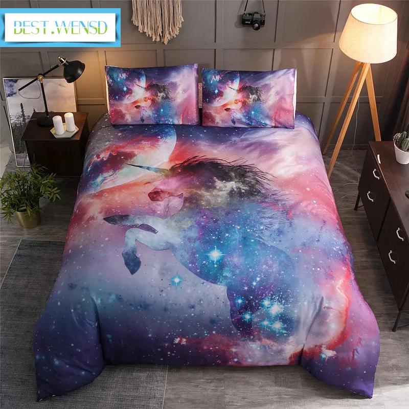 3D Unicorns Beddings 2/3Pcs Duvet Cover With Pillow Cases Super Soft Unicorn Kids Bedding Set Drop Shipping