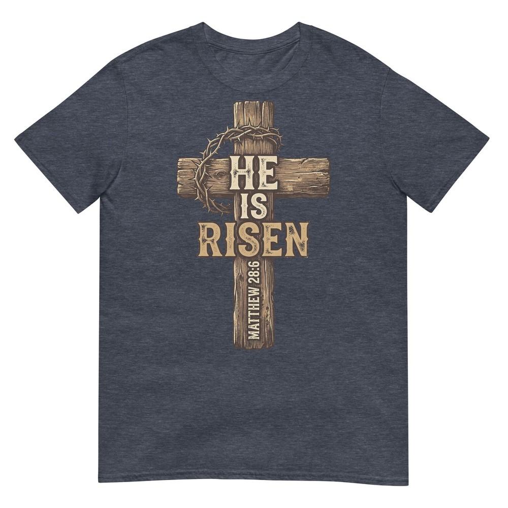 Easter He Is Risen Cross Religious Design For Christians Tshirt