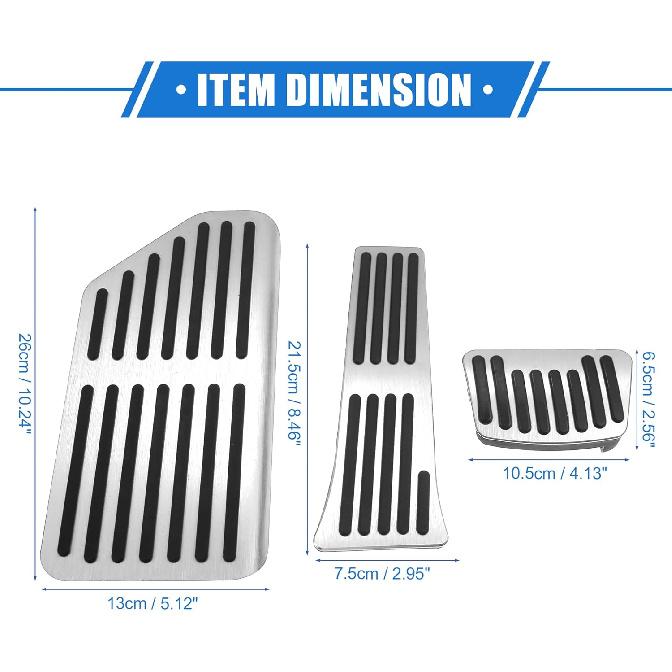 3 Pcs Car Gas Accelerator Brake Foot Rest Pedal Cover Pad Compatible for Kia Carnival 2022-2023, Antislip Aluminum Alloy Silver Tone