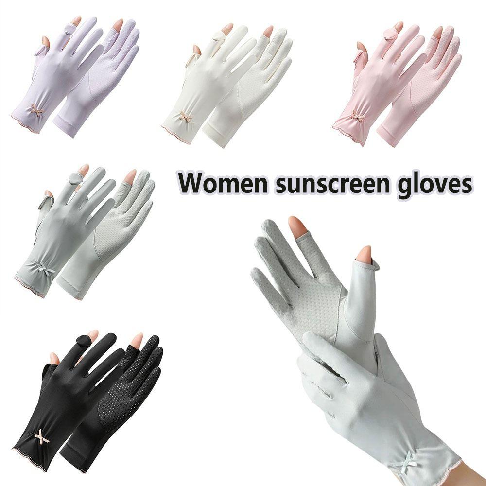 Sun Protection Women Sunscreen Gloves Thin Summer Driving Mittens Ice Silk Riding Gloves  Driving