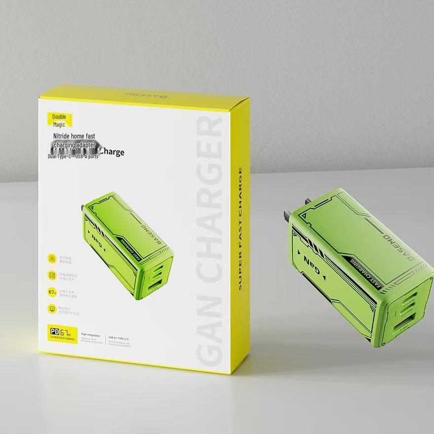 

67W GaN Mecha Charger: Ultra-fast and compatible with Apple, Huawei, and Android multi-port PD chargers.