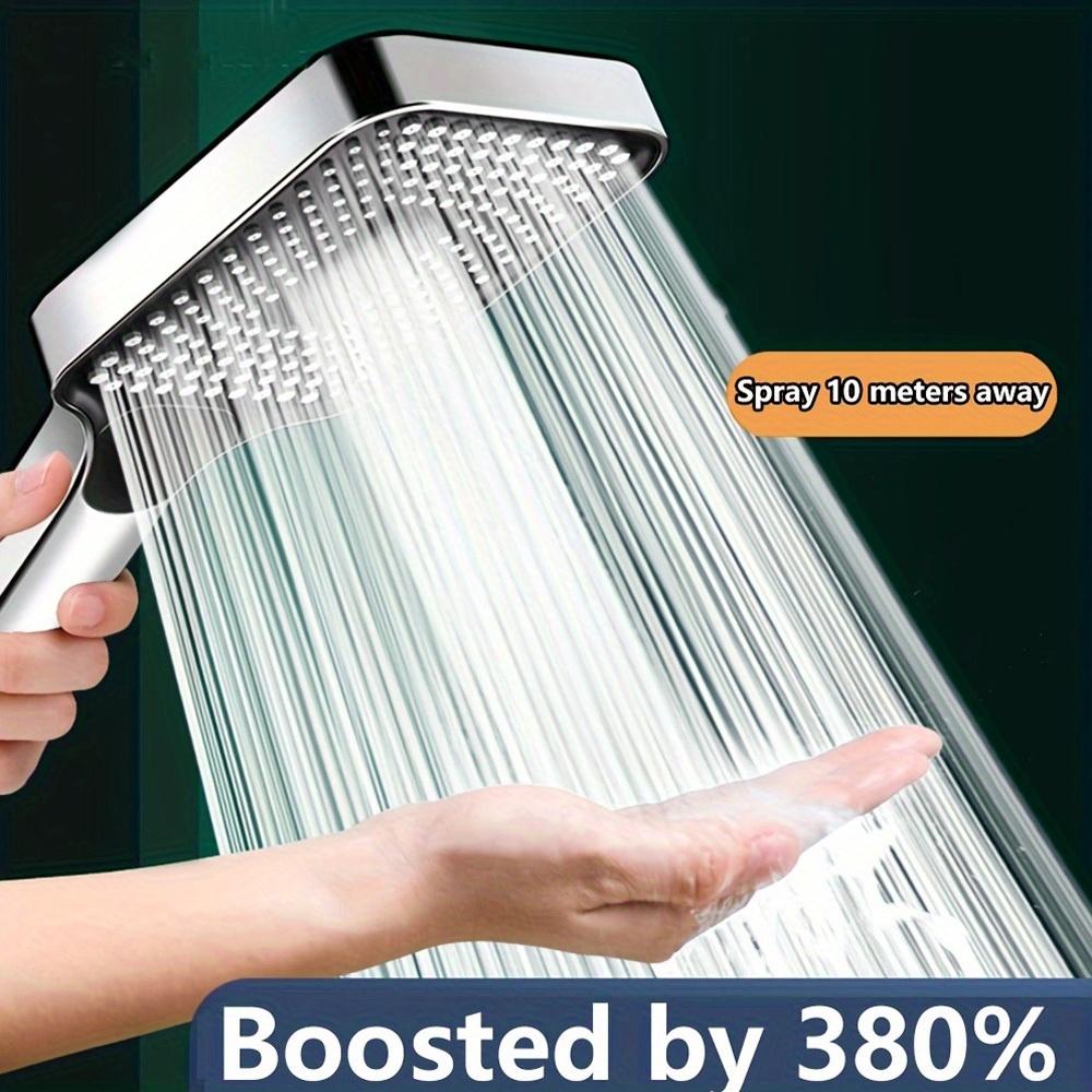 Square 3-Function High Pressure Shower Head Handheld Water Spray for Powerful Bathing and Shower