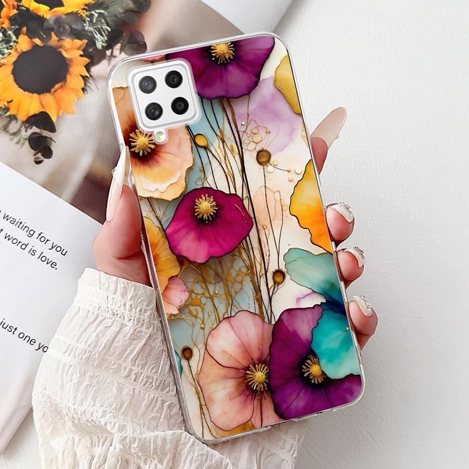 For Samsung Galaxy A22 4G Case Coloful Flowers Painted Cover Soft Slim Phone Case For Samsung A22 A 22 Galaxy A42 5G Fundas Bags