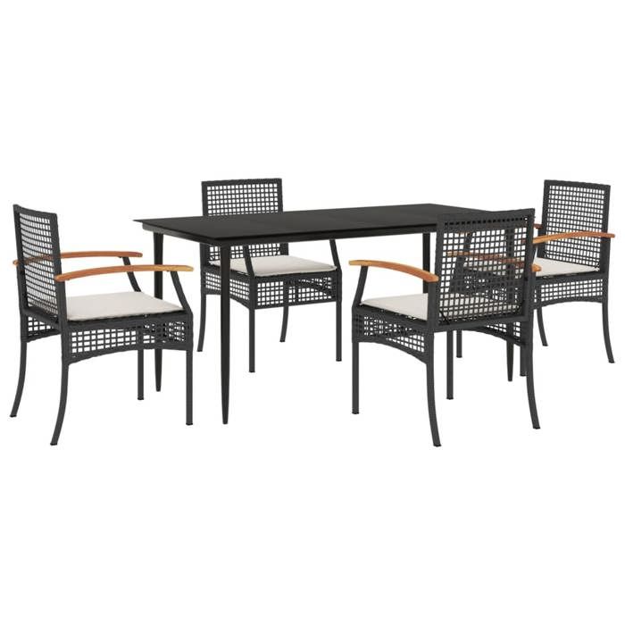 VidaXL Garden Dining Set with Cushions 5pcs, Patio Table and Chair, Patio Furniture, Outdoor Furniture, 3213599