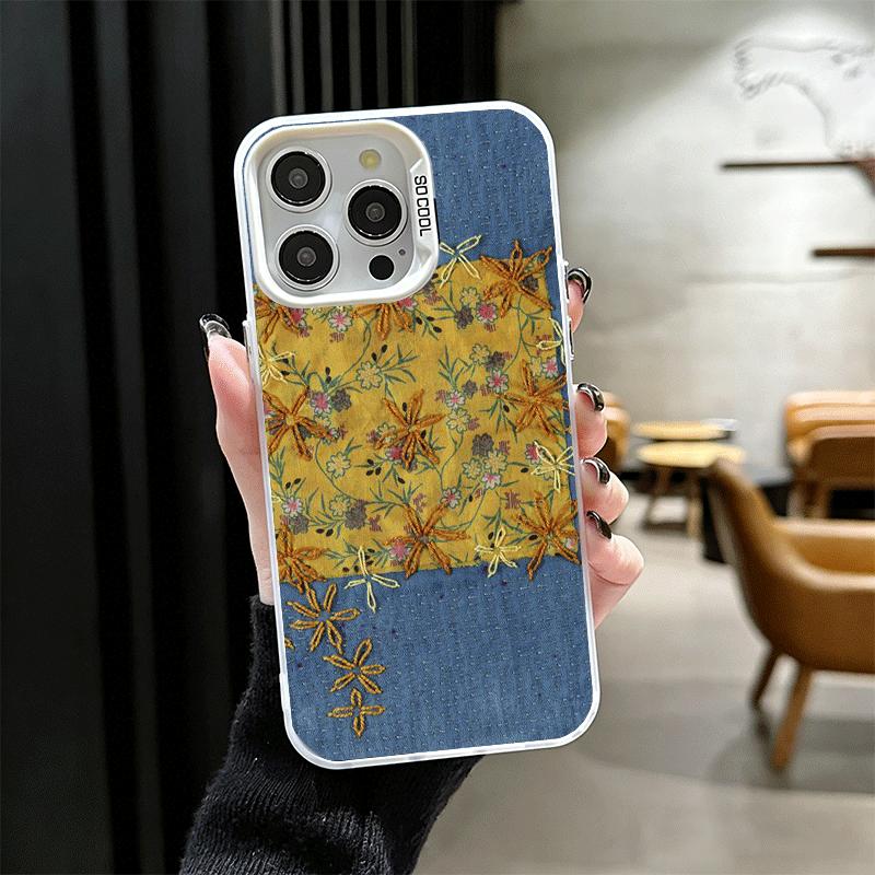 Retro Denim Pattern Soft Phone Case for iPhone 15 16 17 Pro Max 17Air 16E 14 Plus 13 12 Mini Shockproof Cover Back Shell