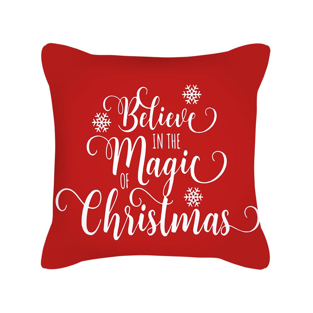 Red Christmas Elk Snowflake Letter Peach Velvet Pillow Cover Cushion New Home Furnishing