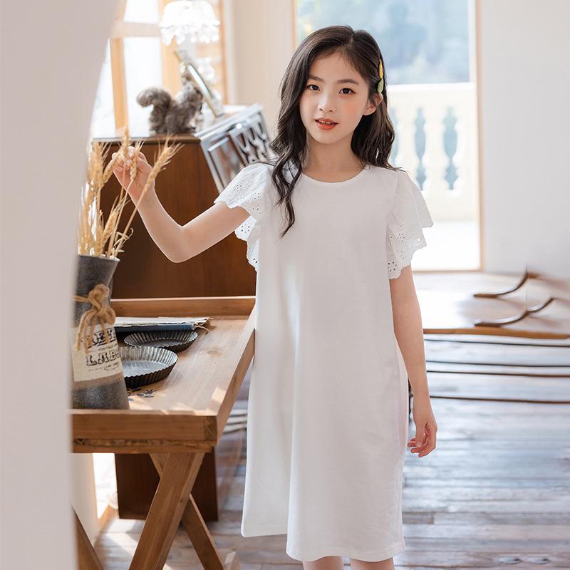 

Girls Summer Korean Lace Princess Dress - Mori Style, Casual for Middle & Big Kids 165cm