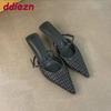 Mode Mode Weben Flache Damen Niedriger Absatz Sandalen Schuhe Weibliche Pantoletten Spitzschuh Damen Absatzsandalen Schuhe Pantoletten Schuhwerk