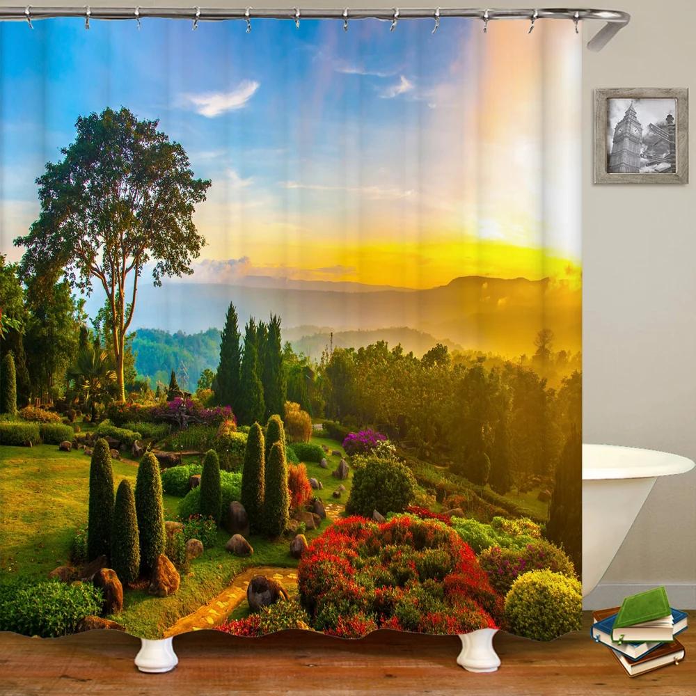 3D Nature Forest Trees landscape Bathroom Shower Curtain Home Decor Curtain Fabric Waterproof Shower Curtain With Hook 180x200